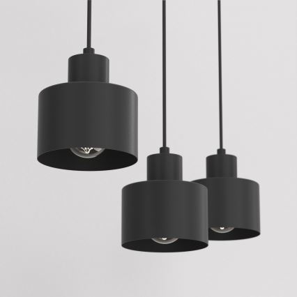 Lámpara colgante con cable PARKLA 3xE27/15W/230V negra