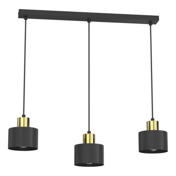 Lámpara colgante con cable PARKLA 3xE27/15W/230V negra