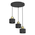 Lámpara colgante con cable PARKLA 3xE27/15W/230V negra