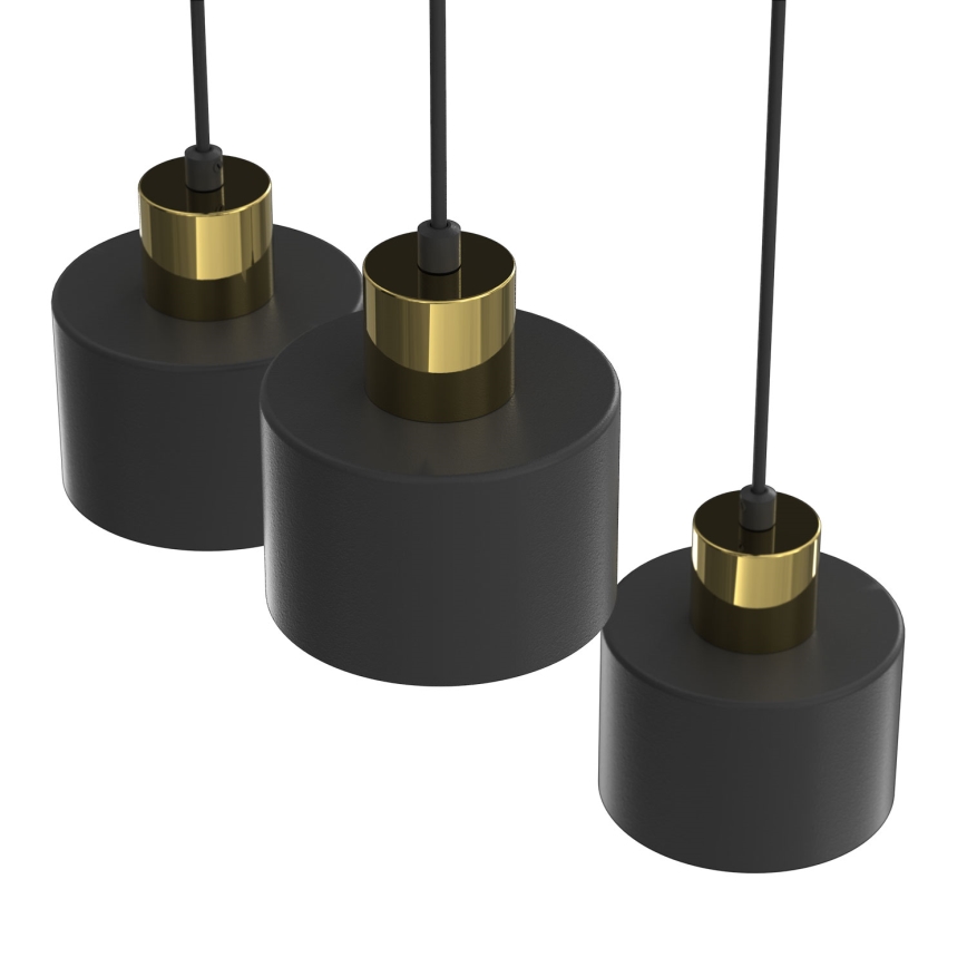 Lámpara colgante con cable PARKLA 3xE27/15W/230V negra