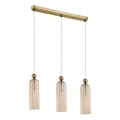 Lámpara colgante con cable PIEGA 3xE14/40W/230V latón/beige ahumado