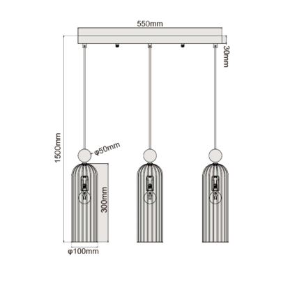Lámpara colgante con cable PIEGA 3xE14/40W/230V latón/blanco