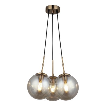Lámpara colgante con cable POLINO 3xE27/40W/230V, acabado en bronce