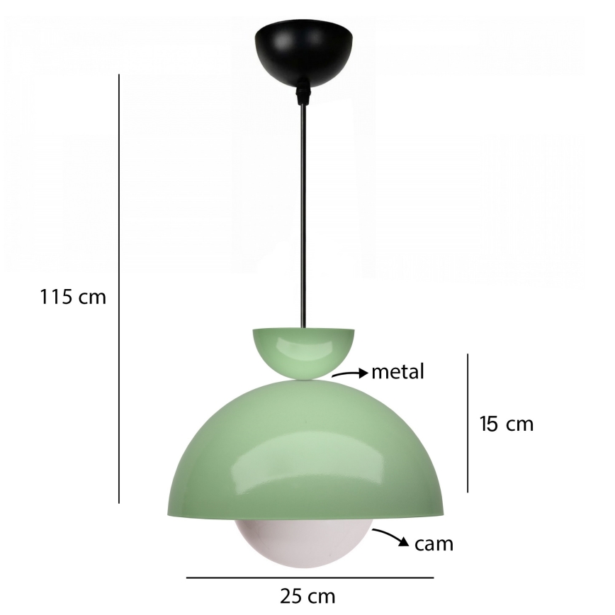 Lámpara colgante con cable SALVA 1xE27/15W/230V verde