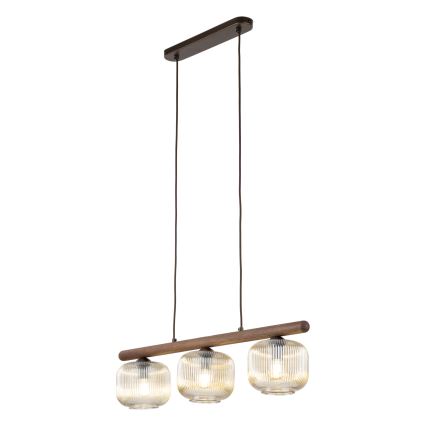 Lámpara colgante con cable SALVIA 3xE14/10W/230V marrón/marrón ahumado