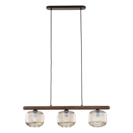 Lámpara colgante con cable SALVIA 3xE14/10W/230V marrón/marrón ahumado