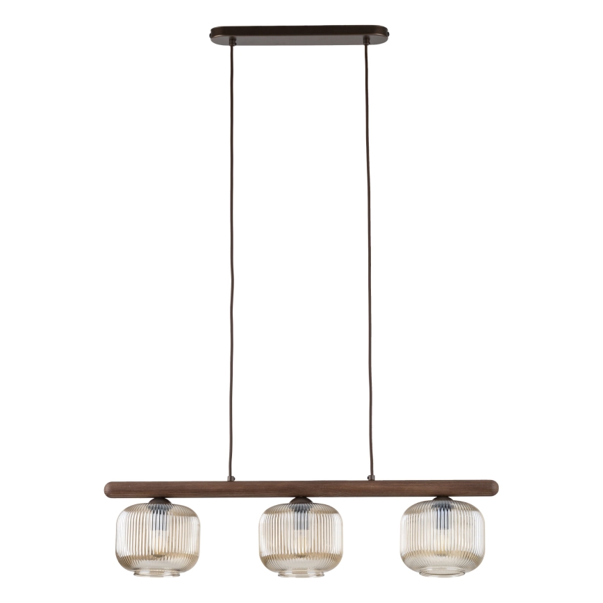 Lámpara colgante con cable SALVIA 3xE14/10W/230V marrón/marrón ahumado
