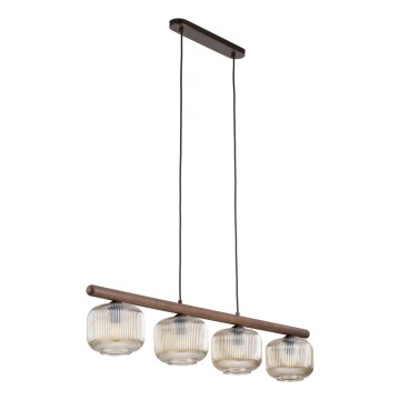 Lámpara colgante con cable SALVIA 4xE14/10W/230V marrón/marrón ahumado