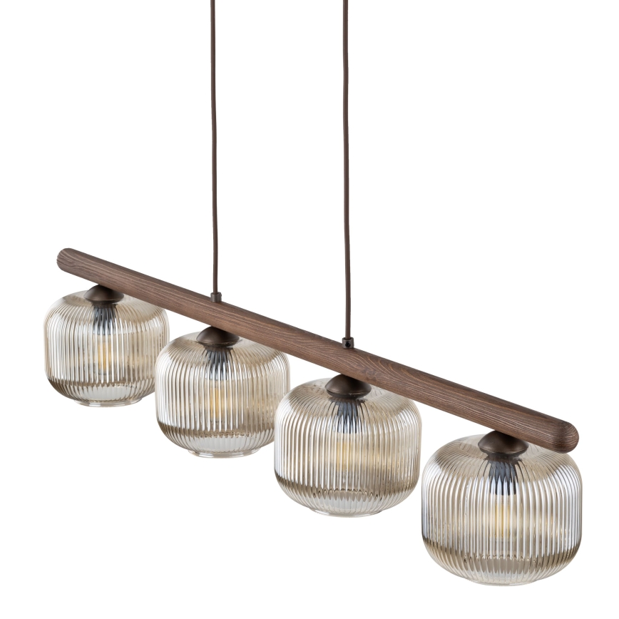 Lámpara colgante con cable SALVIA 4xE14/10W/230V marrón/marrón ahumado