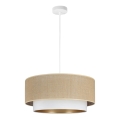 Lámpara colgante con cable SARTA 1xE27/60W/230V diámetro 45 cm blanco/yute
