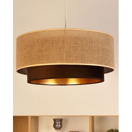 Lámpara colgante con cable SARTA 1xE27/60W/230V diámetro 45 cm marrón/yute