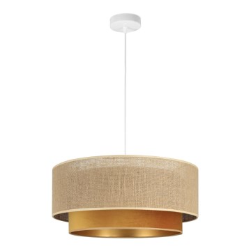 Lámpara colgante con cable SARTA 1xE27/60W/230V Ø 45 cm cobre/yute