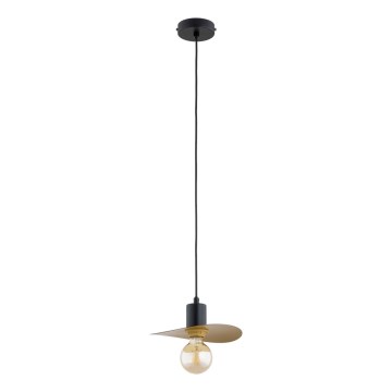 Lámpara colgante con cable SAVANA 1xE27/15W/230V diámetro 23 cm negro/dorado