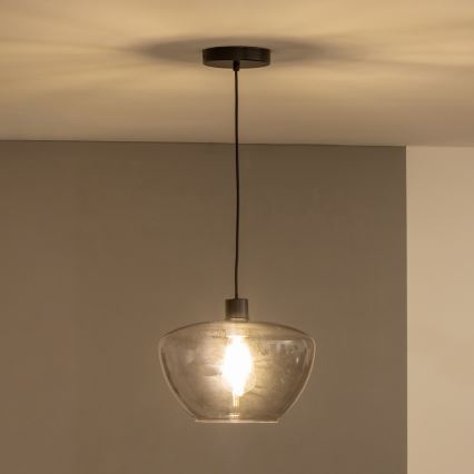Lámpara colgante con cable SEVENTIES E27/40W/230V ahumada/gris