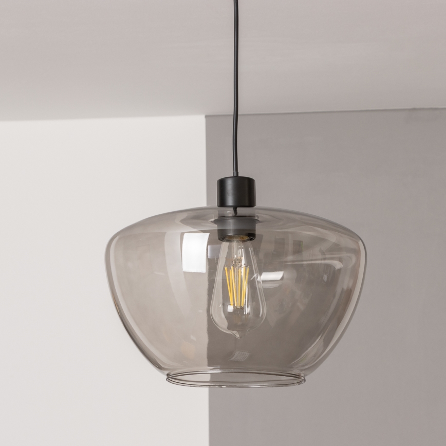 Lámpara colgante con cable SEVENTIES E27/40W/230V ahumada/gris