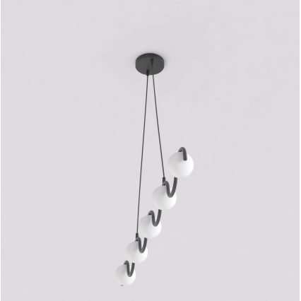 Lámpara colgante con cable SINUS 5xG9/8W/230V negra