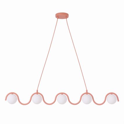 Lámpara colgante con cable SINUS 5xG9/8W/230V rosa