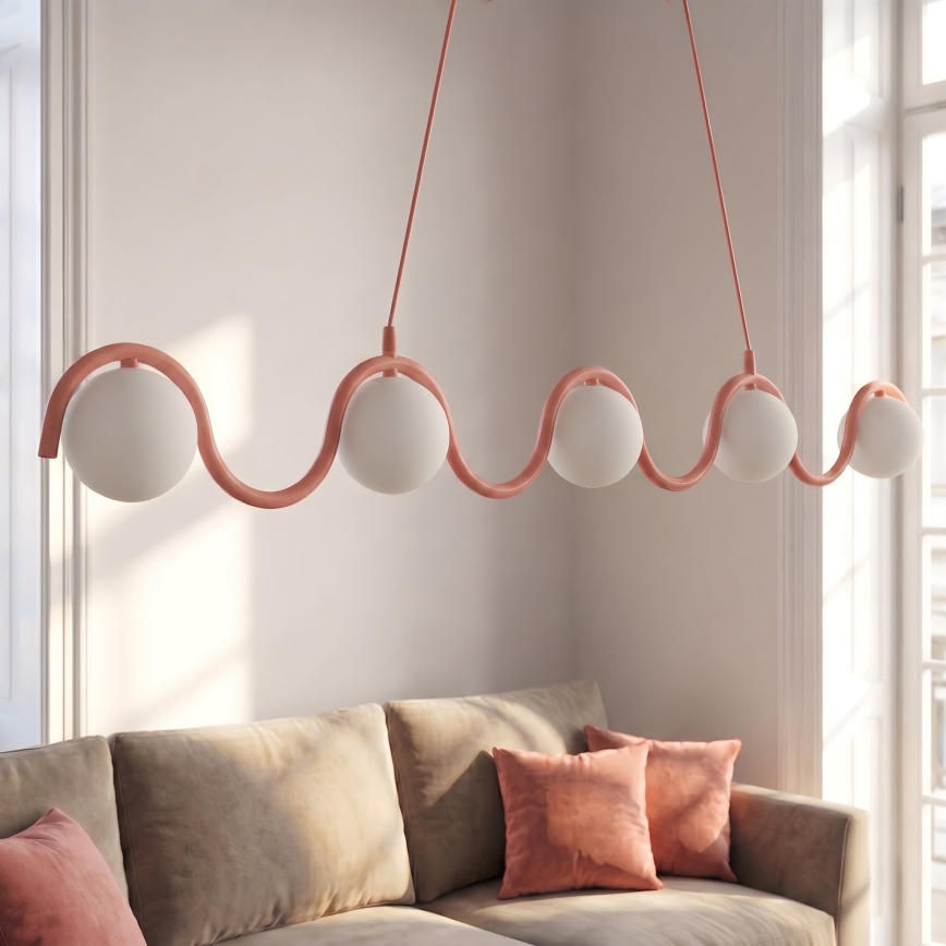 Lámpara colgante con cable SINUS 5xG9/8W/230V rosa