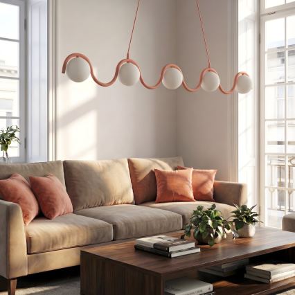 Lámpara colgante con cable SINUS 5xG9/8W/230V rosa