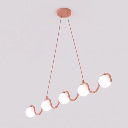 Lámpara colgante con cable SINUS 5xG9/8W/230V rosa