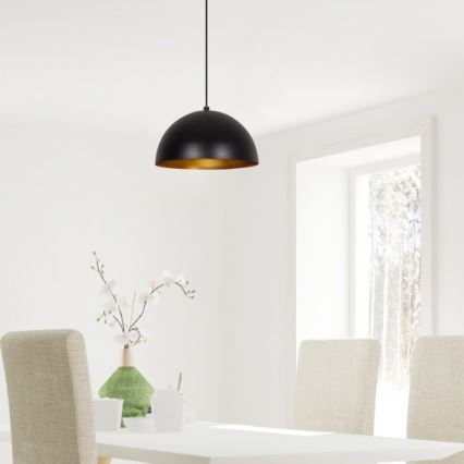 Lámpara colgante con cable SIVANI 1xE27/40W/230V Ø 30 cm negra/cobre