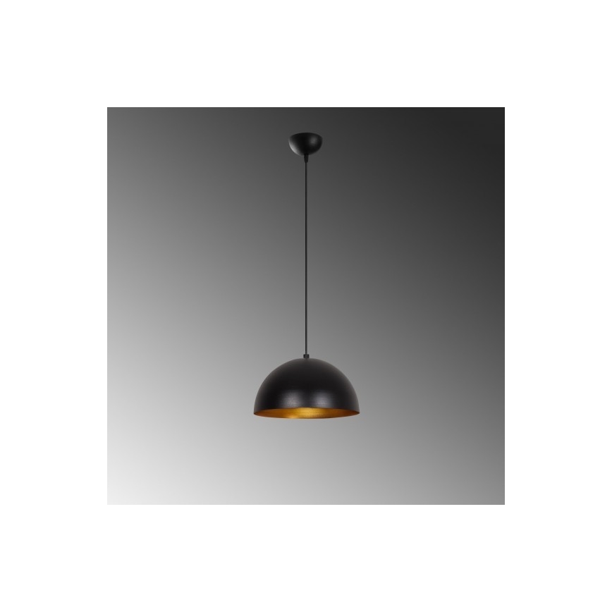 Lámpara colgante con cable SIVANI 1xE27/40W/230V Ø 30 cm negra/cobre