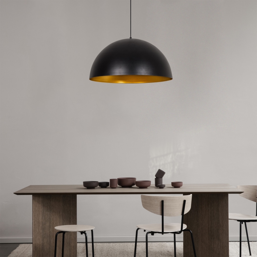 Lámpara colgante con cable SIVANI 1xE27/40W/230V Ø 60 cm negro/cobre