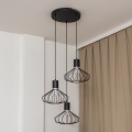 Lámpara colgante con cable SOLANO 3xE27/15W/230V negro/cromo brillante