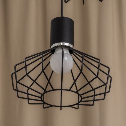 Lámpara colgante con cable SOLANO 3xE27/15W/230V negro/cromo brillante