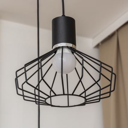 Lámpara colgante con cable SOLANO 3xE27/15W/230V negro/cromo brillante