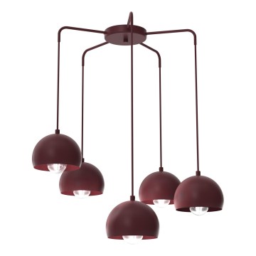 Lámpara colgante con cable SOOL 5xE27/15W/230V burdeos