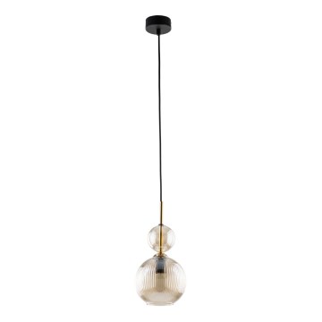 Lámpara colgante con cable SOPHIA 1xE14/10W/230V negra/beige ahumado