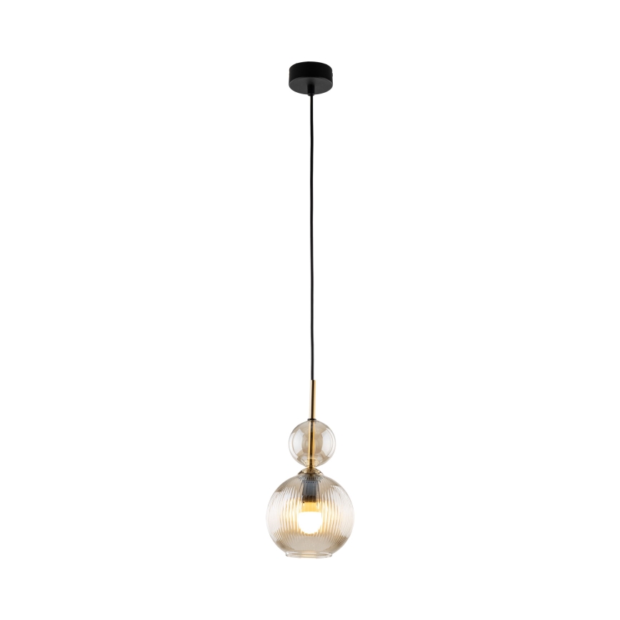 Lámpara colgante con cable SOPHIA 1xE14/10W/230V negra/beige ahumado