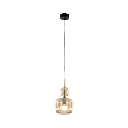 Lámpara colgante con cable SOPHIA 1xE14/10W/230V negro/beige ahumado
