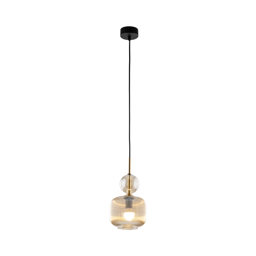 Lámpara colgante con cable SOPHIA 1xE14/10W/230V negro/beige ahumado