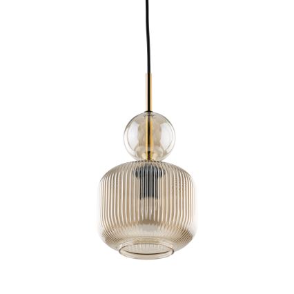 Lámpara colgante con cable SOPHIA 1xE14/10W/230V negro/beige ahumado