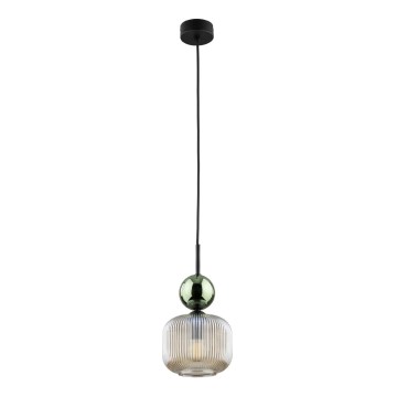 Lámpara colgante con cable SOPHIA 1xE14/10W/230V negro/verde/beige ahumado