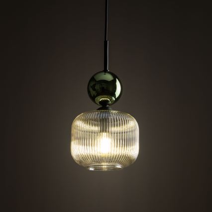 Lámpara colgante con cable SOPHIA 1xE14/10W/230V negro/verde/beige ahumado