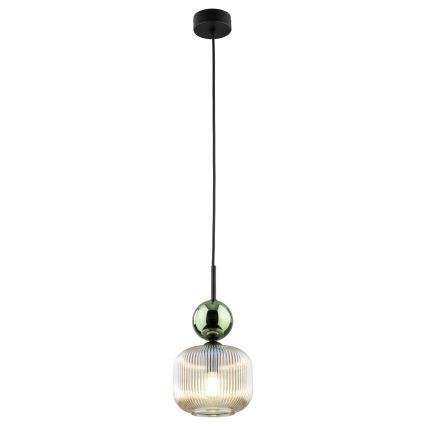 Lámpara colgante con cable SOPHIA 1xE14/10W/230V negro/verde/beige ahumado