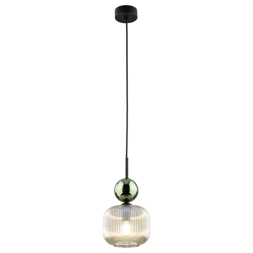 Lámpara colgante con cable SOPHIA 1xE14/10W/230V negro/verde/beige ahumado