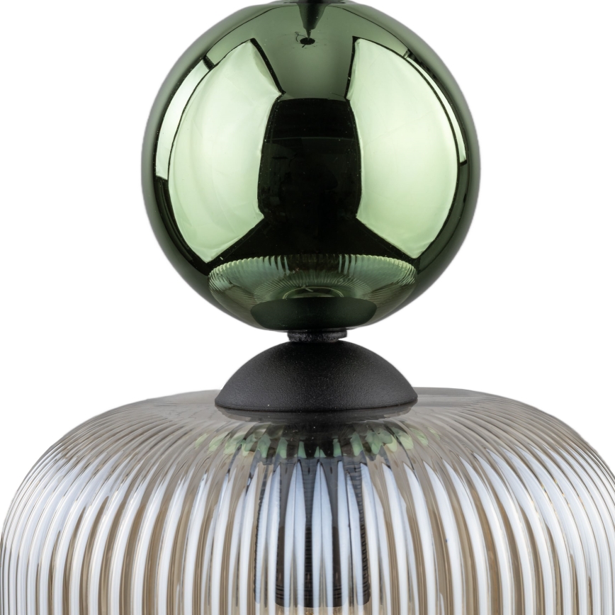 Lámpara colgante con cable SOPHIA 1xE14/10W/230V negro/verde/beige ahumado