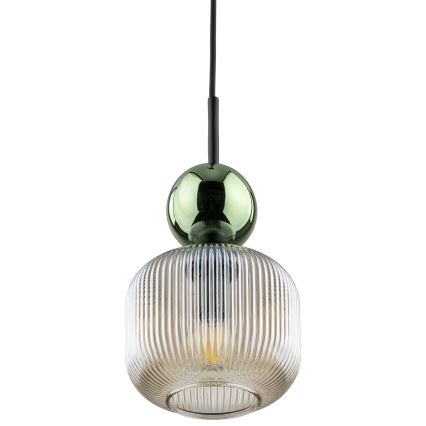 Lámpara colgante con cable SOPHIA 1xE14/10W/230V negro/verde/beige ahumado
