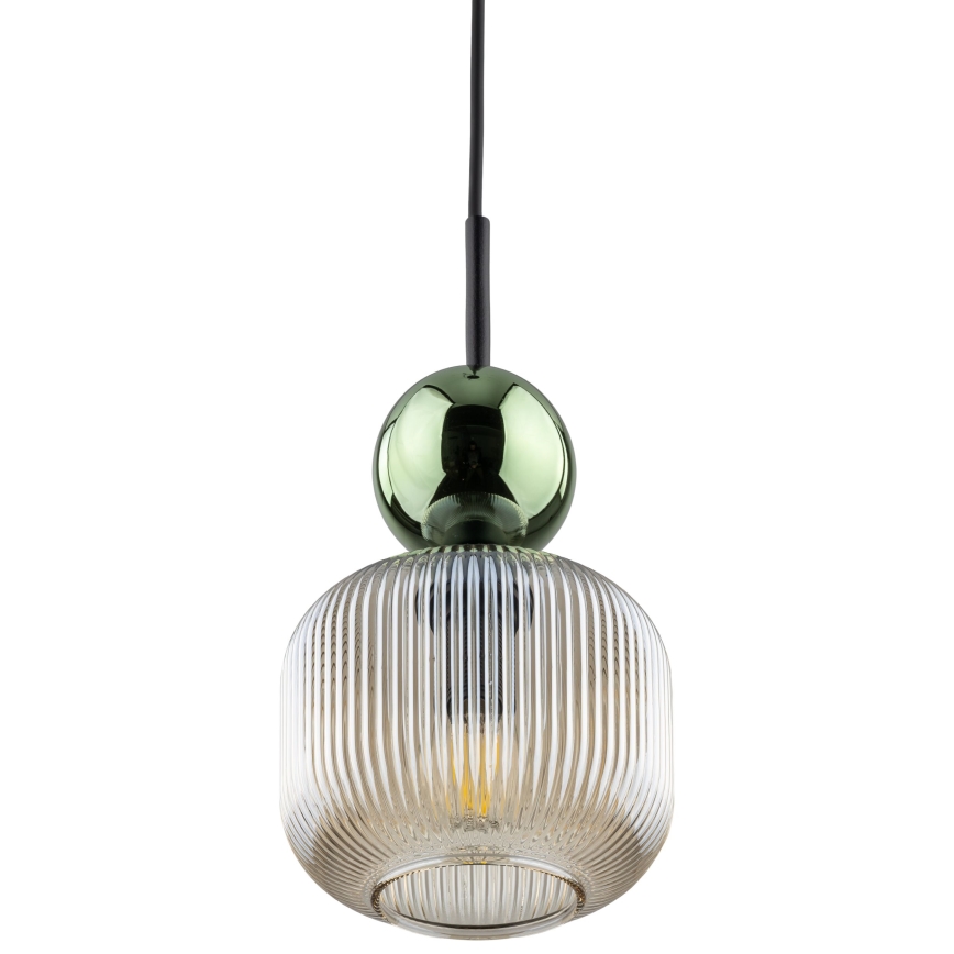Lámpara colgante con cable SOPHIA 1xE14/10W/230V negro/verde/beige ahumado