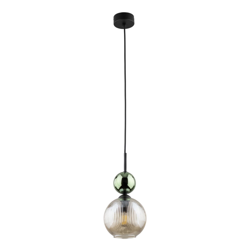 Lámpara colgante con cable SOPHIA 1xE14/10W/230V negro/verde/beige ahumado