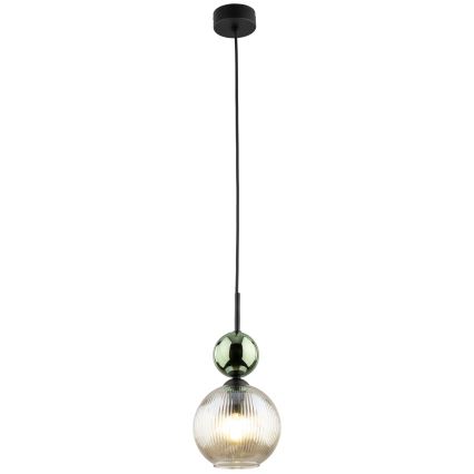 Lámpara colgante con cable SOPHIA 1xE14/10W/230V negro/verde/beige ahumado