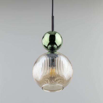 Lámpara colgante con cable SOPHIA 1xE14/10W/230V negro/verde/beige ahumado