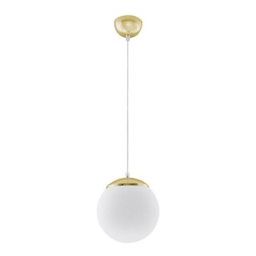 Lámpara colgante con cable TOYA 1xE27/60W/230V Ø 20 cm blanca/dorada