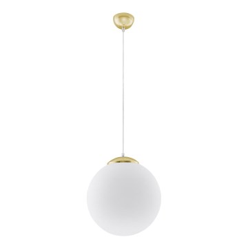Lámpara colgante con cable TOYA 1xE27/60W/230V Ø 30 cm blanco/dorado