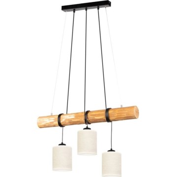Lámpara colgante con cable TRENO 3xE27/25W/230V, acabado en pino