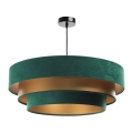 Lámpara colgante con cable TRINITI 1xE27/60W/230V verde/dorado